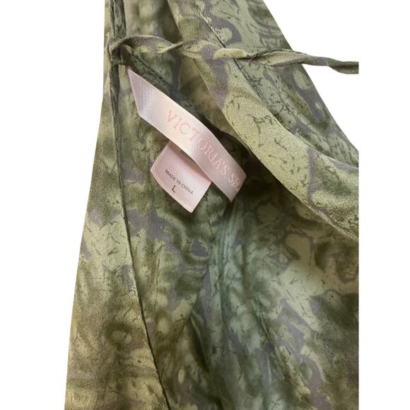 Vintage Victoria’s Secret Sheer Silk Chemise Slip Dress Green Paisley Size L - Picture 4 of 5
